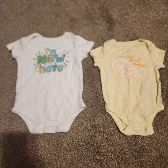 Set of 2 Girl's Short Sleeve Bodysuits 3-6 Months - Picture 3 of 10